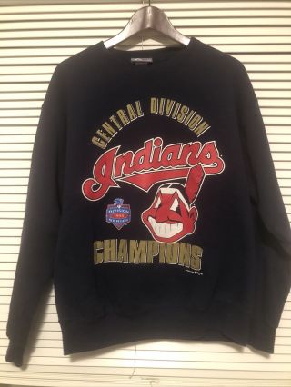 Vintage Cleveland Indians Mlb 1995 Champs Chief Wahoo Sweatshirt Medium