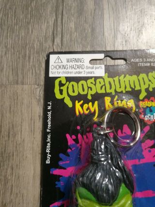 Vintage 90s Goosebumps Book Green Shrunken Head Key Ring Keychain NIP RARE 2