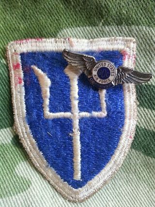Vintage United States Air Force Observer Wings Pin,  97th Army Infantry Patch