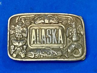 Vintage 1985 I & H State Of Alaska,  North Coast Pacific Indians Belt Buckle