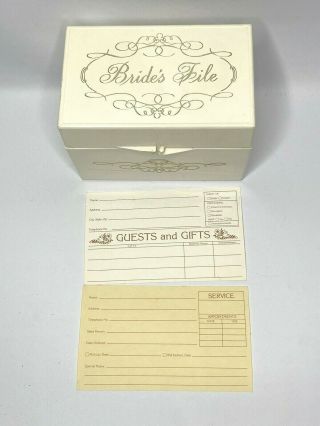 Vintage Brides File Box Wedding Planner Card Organizer Guest List Cottage White
