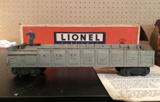 Lionel 3562 - 25 Vintage O Gray At&sf Operating Barrel Car,  Box And Instructions