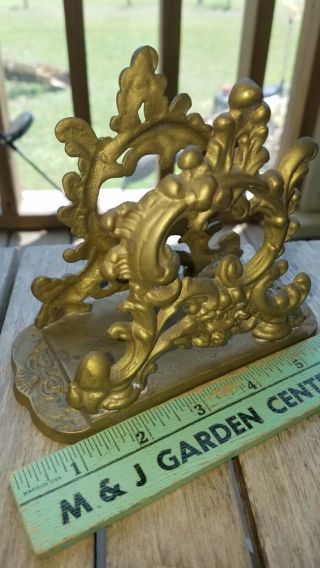 Vintage Brass Ornate Desk Top Letter Holder / Napkin