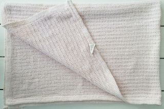 Vtg Baby Blanket Soft Light Pink Open Weave Woven Cotton Usa Made 32x46 Sweater