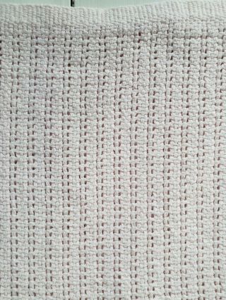 Vtg Baby Blanket Soft Light Pink Open Weave Woven Cotton USA Made 32x46 Sweater 3