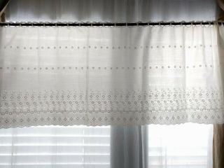 Vintage Style White Window Valance Lace Embroidered Eyelet Floral 18  X72
