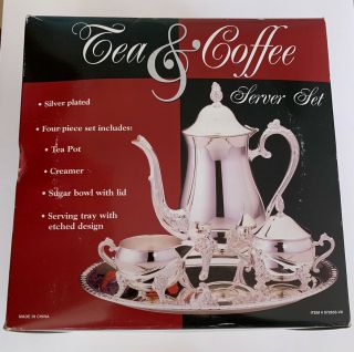 Vintage Tea & Coffee Silver Plate Eps Ornate Coffee/tea,  Sugar And Creamer Set