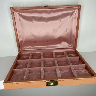 Vintage Mele Jewelry Box Organizer Pink Velvet Interior 15 Compartments