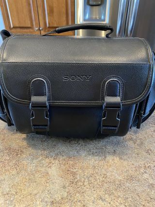 Vintage Sony Black Video Camera Bag,  Camcorder Case,  Leather With Strap
