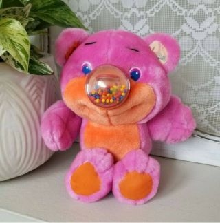 Vintage 1987 Playskool Nosy Bear Gumlet Gumball Pink Orange Plush