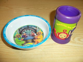 Teletubbies Melamine Child Bowl Zak Des.  1998 & Teletubbies Tumbler Cup Vintage