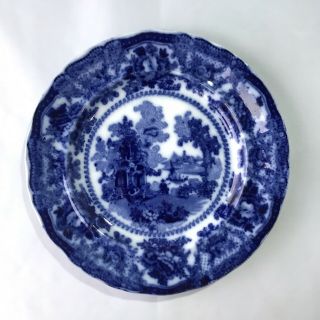 W.  Adams Flow Blue " Fairy Villas " 9 " Luncheon/ Dinner Plate • Vintage