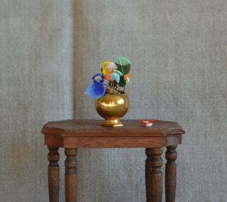 Vintage Antique Dollhouse Miniature Glass Flowers German Colorful 1930s - 1940s