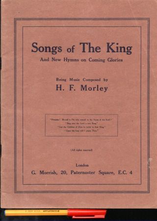Songs Of The King 53 Hymns Ec Vintage Sheet Music Book For Piano Keyboard Morley
