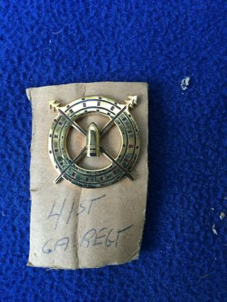 Vintage Wwii Military Insignia Pin Shield Enamel Emblem 41st Regt.  Bullit
