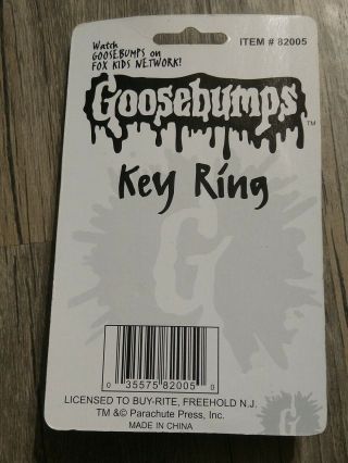 Vintage 90s Goosebumps Book CURLY Bones Skeleton Key Ring Keychain NIP RARE 3
