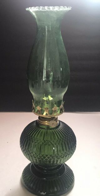 Vintage Green Glass Kerosene Oil Lamp Hong Kong