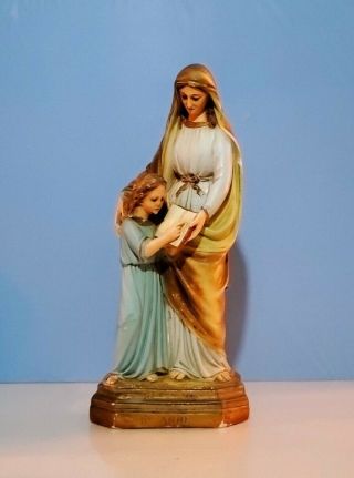 Vtg 16 " X 7 " Saint Anne Plaster Figurine Religious Statue Christian Decor