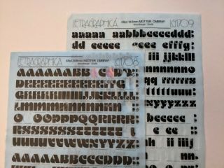 2x Letragraphica Dry Transfer Font Sheet Motter Ombra 14.  6 Mm Vintage Letraset
