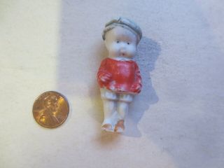 Vintage Miniature All Bisque 2” Japan Frozen Charlotte Charlie Boy Doll
