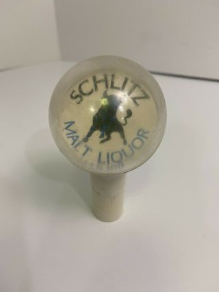 Schlitz Beer Tap Handle White Blk Bull Malt Liquor Vintage Guc Stick Shift Knob
