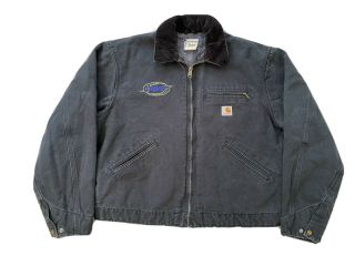 Vtg Carhartt Detroit Jacket J01 Blk Size 46 Usa Black Work Coat Blanket Lined