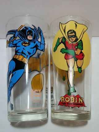Batman & Robin Vintage Glasses Pepsi Collector Series 1966 1978 Dc Comics Rare