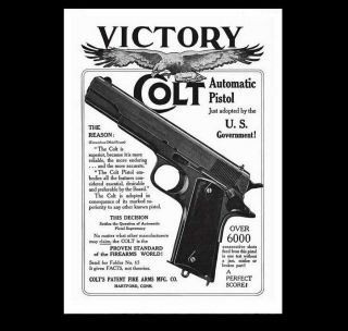 8x10vintage 1911 Colt 45 Pistol Photo Advertisement Poster Military War Army Gun
