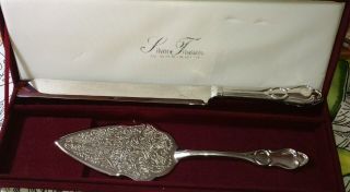 Vintage Silver Treasures By Godinger Silver Plate Cake Knife & Server Boxed Ec