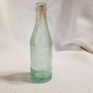 Vintage Blue Soda Bottle Embossed Indian Chief Bottling Lawrenceville Il