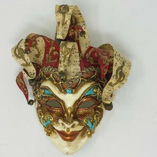 Vintage Mardi Gras Paper Mache Painted Wall Hanging Face Mask Jester