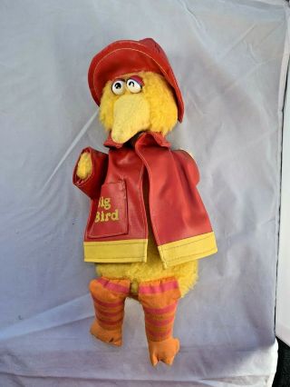 Vintage 1970s Knickerbocker Sesame Street Big Bird Fireman Stuffed Toy