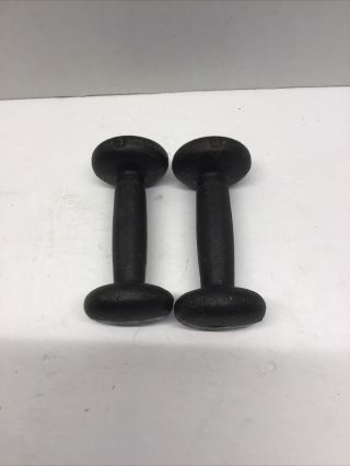 Vintage Cast Iron Dumbbell Hand Weights - 3 Lb - Pair