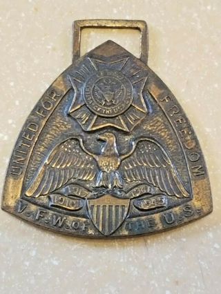 Vintage Mid 20th Century Vfw Veterans Of Foreign Wars Watch Fob Whitehead Hoag