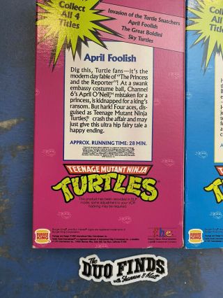 3 Teenage Mutant Ninja Turtles Vintage Burger King Kids Club TMNT VHS FHE Tapes 3