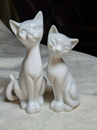 Vintage 5 " Otagiri Porcelain White Siamese Cat Figurines Omc Japan