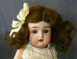 6.  5 " Mohair Wig For Antique Doll,  Old Wig,  Silk Bow,  Vintage