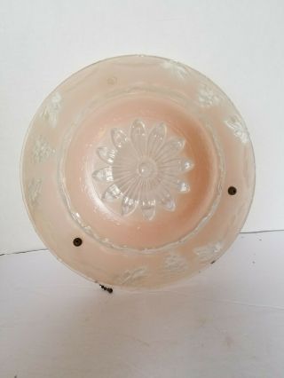 Vintage Antique Rose Pink/clear Grape Clusters Glass Ceiling Lamp Shade10.  25 "