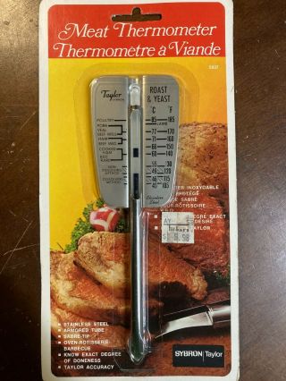 Nip Taylor Sybron Stainless Steel Meat & Yeast Thermometer 6 1/2” Vtg