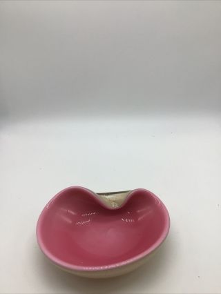 Vintage Pink,  Gold Shimmer Art Glass Murano? Dish Ashtray 5.  25x4.  5x2” Lovely
