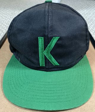 Vtg Kool Cigarettes Snapback Hat Cap Embroidered K Logo Black Green Promo