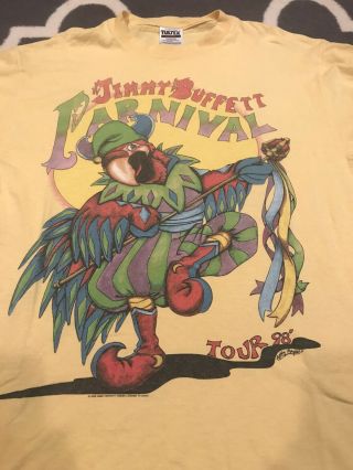 Vtg 90s Jimmy Buffett Carnival Tour T Shirt.  Double Sided Surf N Skate.  Tultex