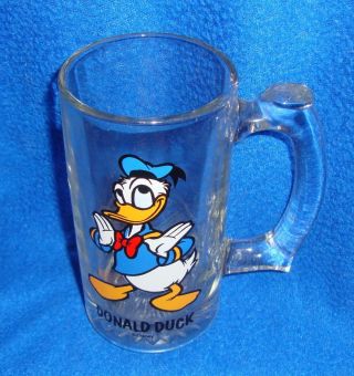 Vintage Disney Donald Duck Glass Root Beer Mug Stein