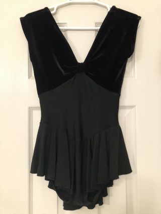 Womens Vintage Velvet Black Bow Skating Dress Large