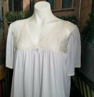 Vintage Barbizon Slick Semi Sheer Nylon Lace Satin Ribbon Gown 2x