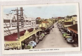 Vintage Postcard Rppc Central Mary St,  Gympie Qld 1900s Hand Coloured