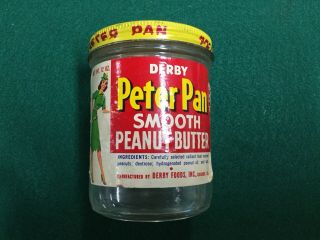 Small Vintage Derby Peter Pan Peanut Butter Jar Only 12 Oz P - Nuttiest W/ Label