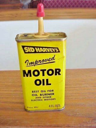 Vintage Sid Harveys Improved Motor Oil Handy Oiler Tin Can