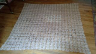 Vintage Hand Crocheted Ecru Tablecloth Approximately 60 " X 60 "