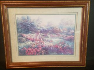 Vintage Home Interior Lady In Garden Picture By Lee Kay Parkinson 13 " X 16 "